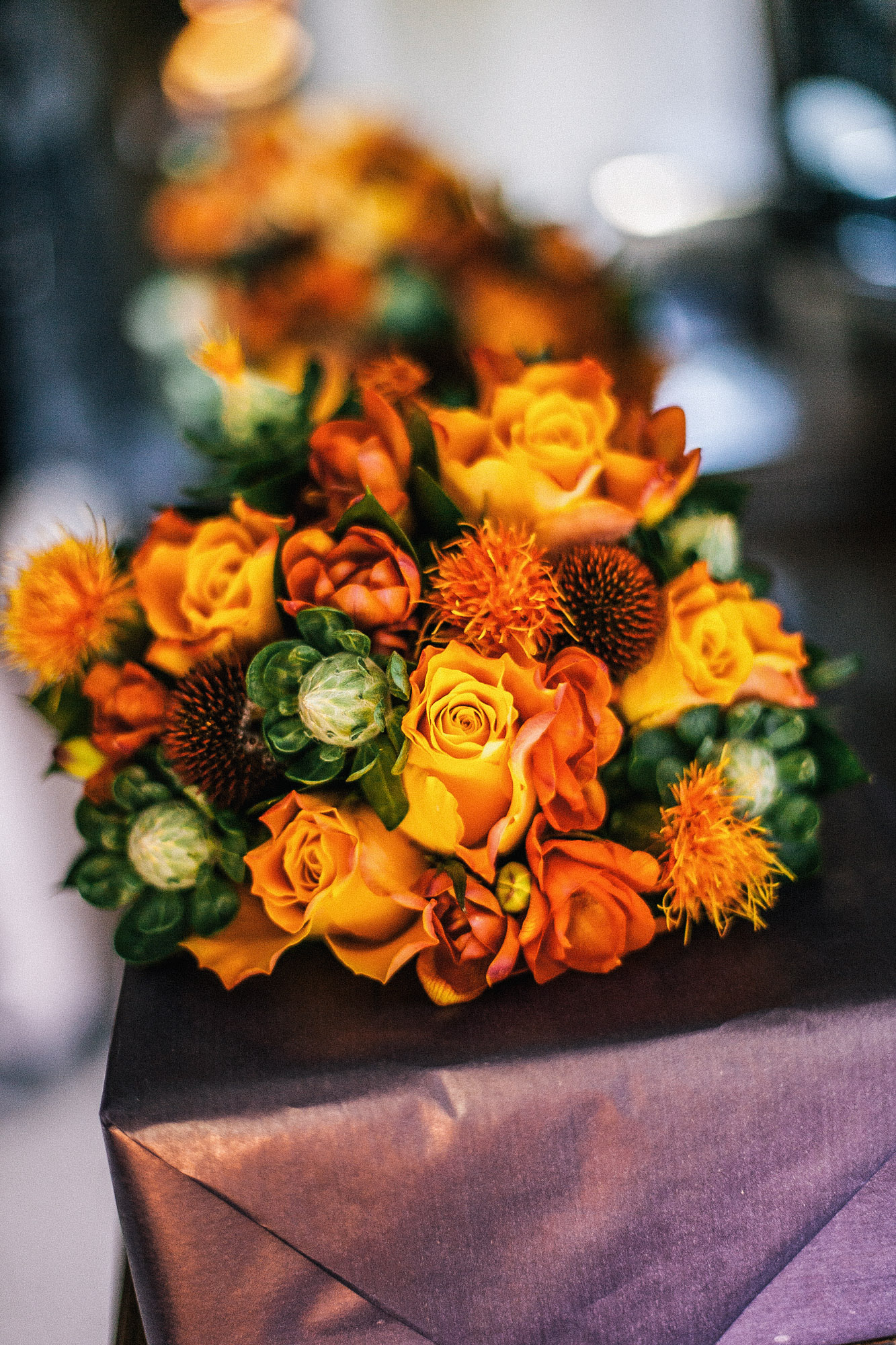 autumn wedding photography orange brown yellow floral bouquet wedding
