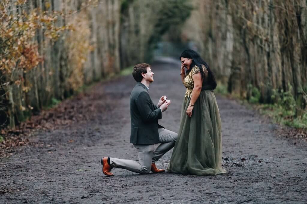 Natural engagement portraits after a Manchester proposal