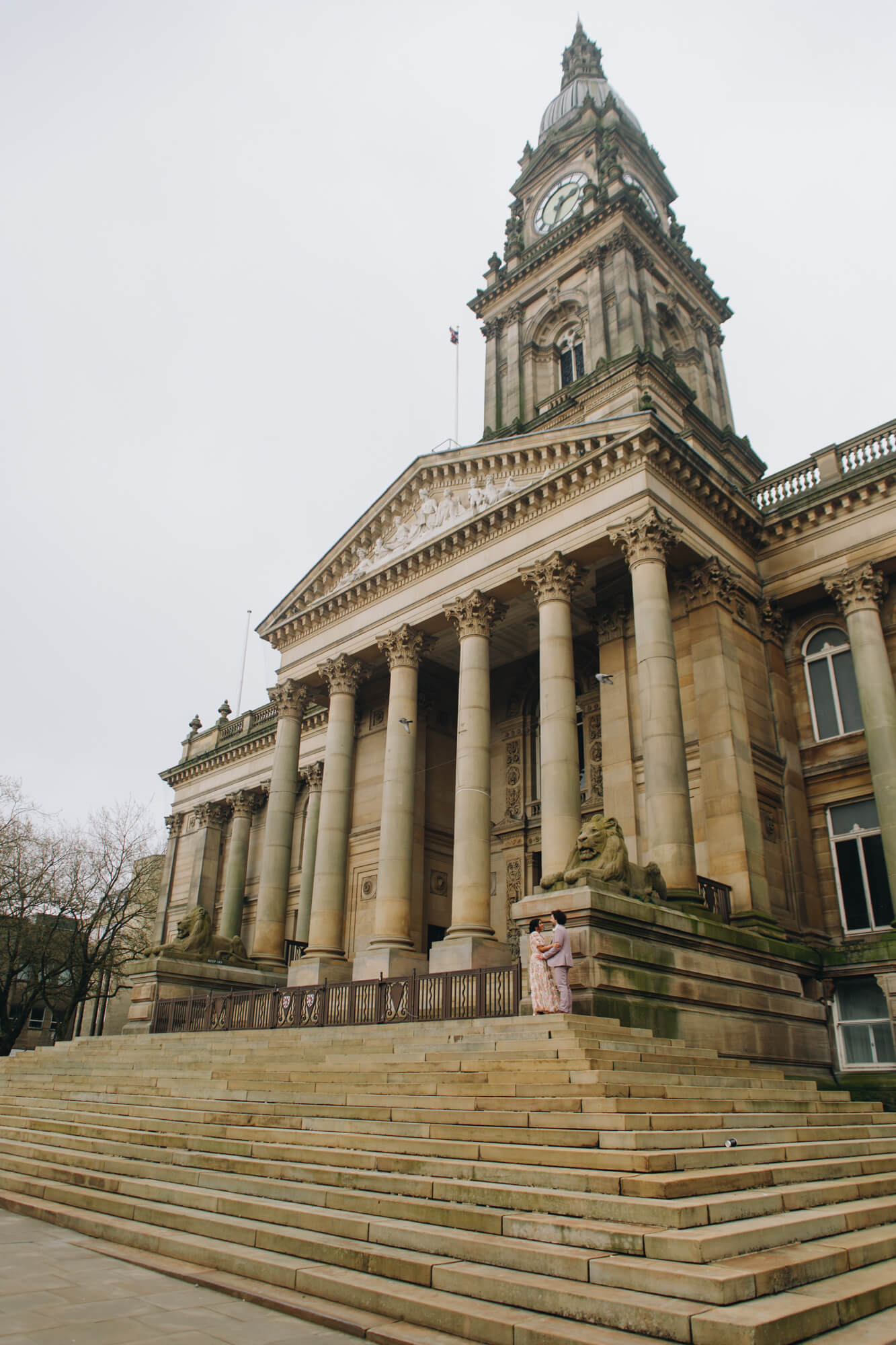 Elegant wedding portraits outside Bolton Town Hall Bolton wedding photographer