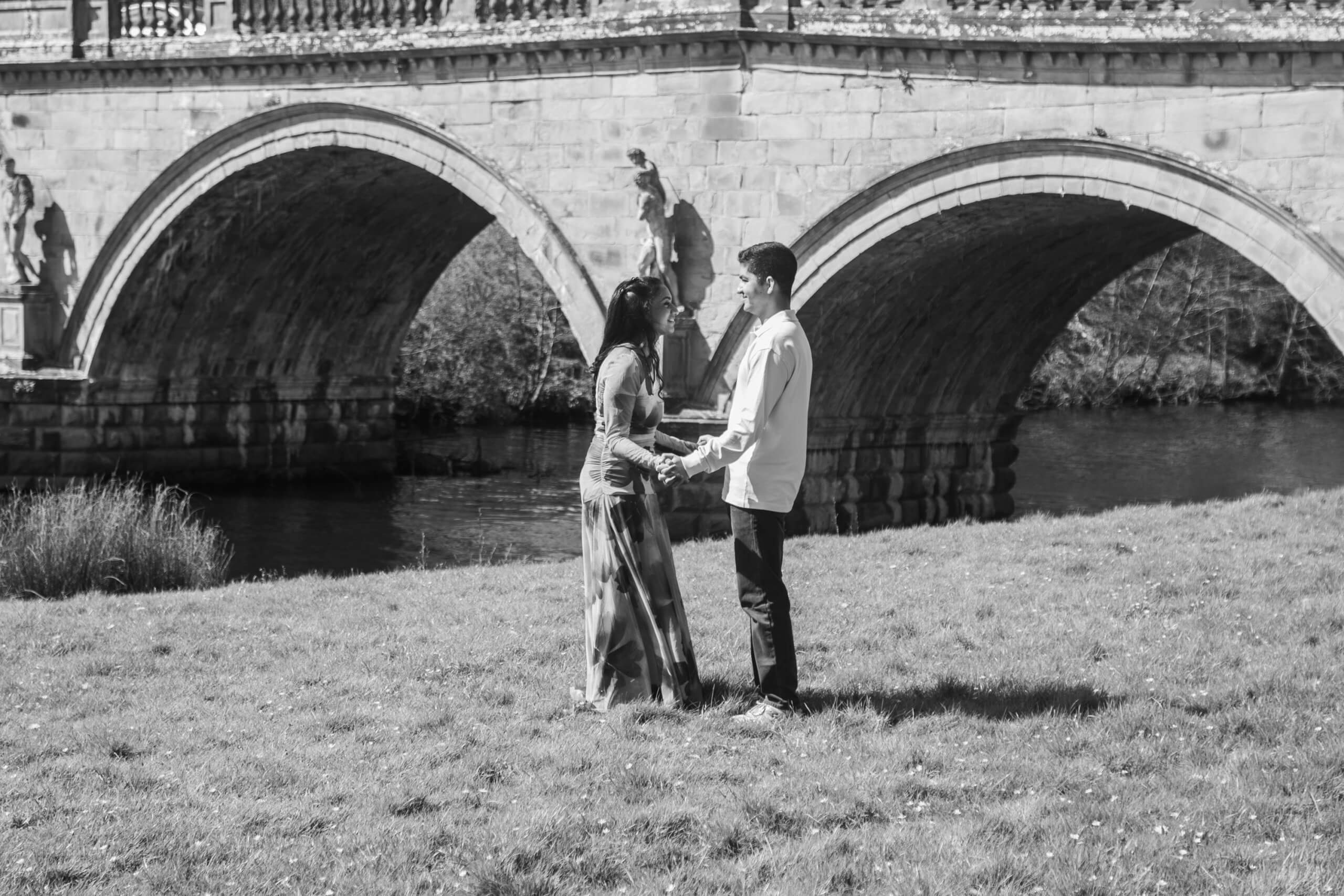 Pride and Prejudice inspired proposal at Chatsworth House for visiting US couple