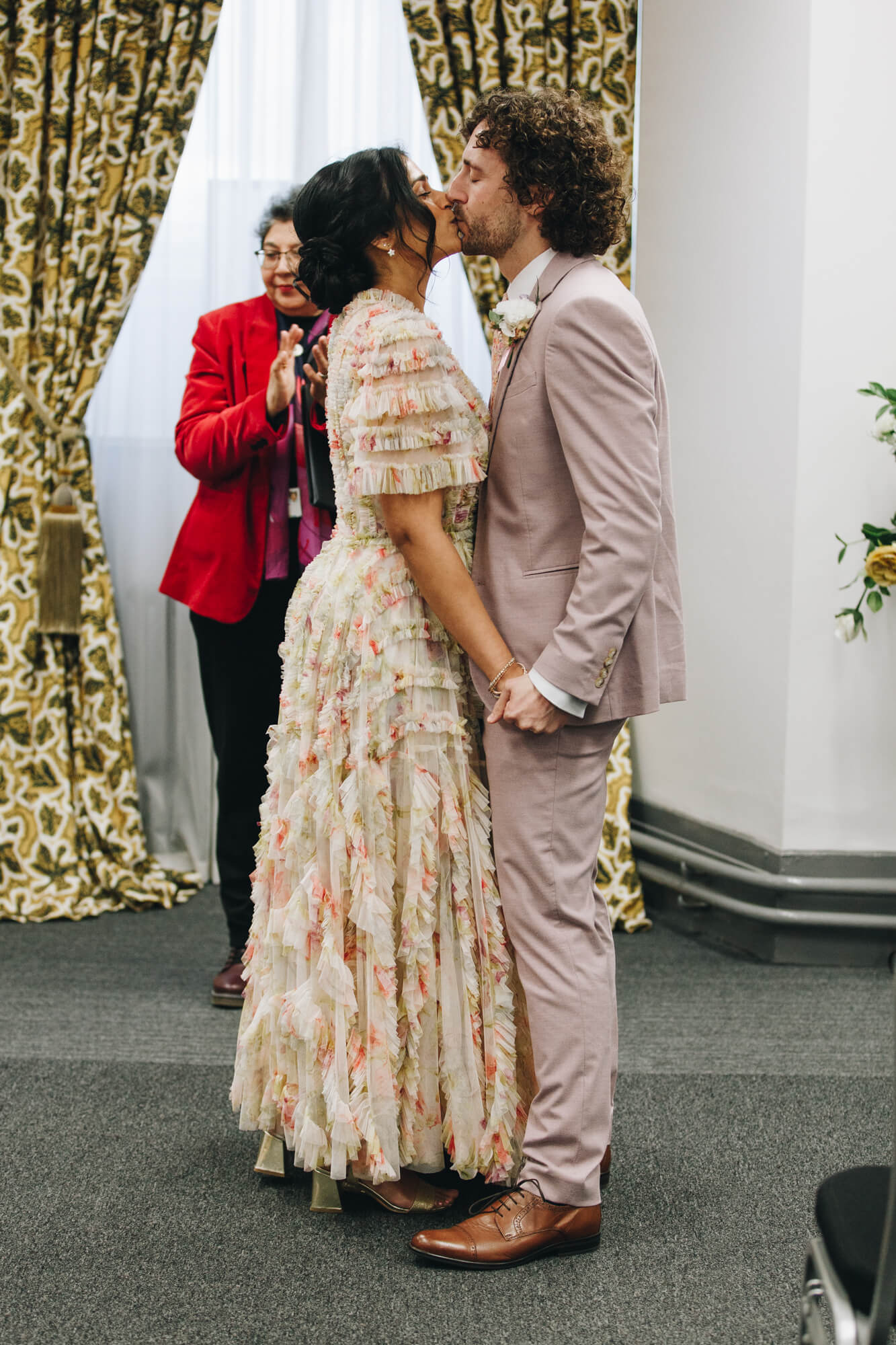 Small wedding ceremony setup at Albert Rooms Bolton with natural light