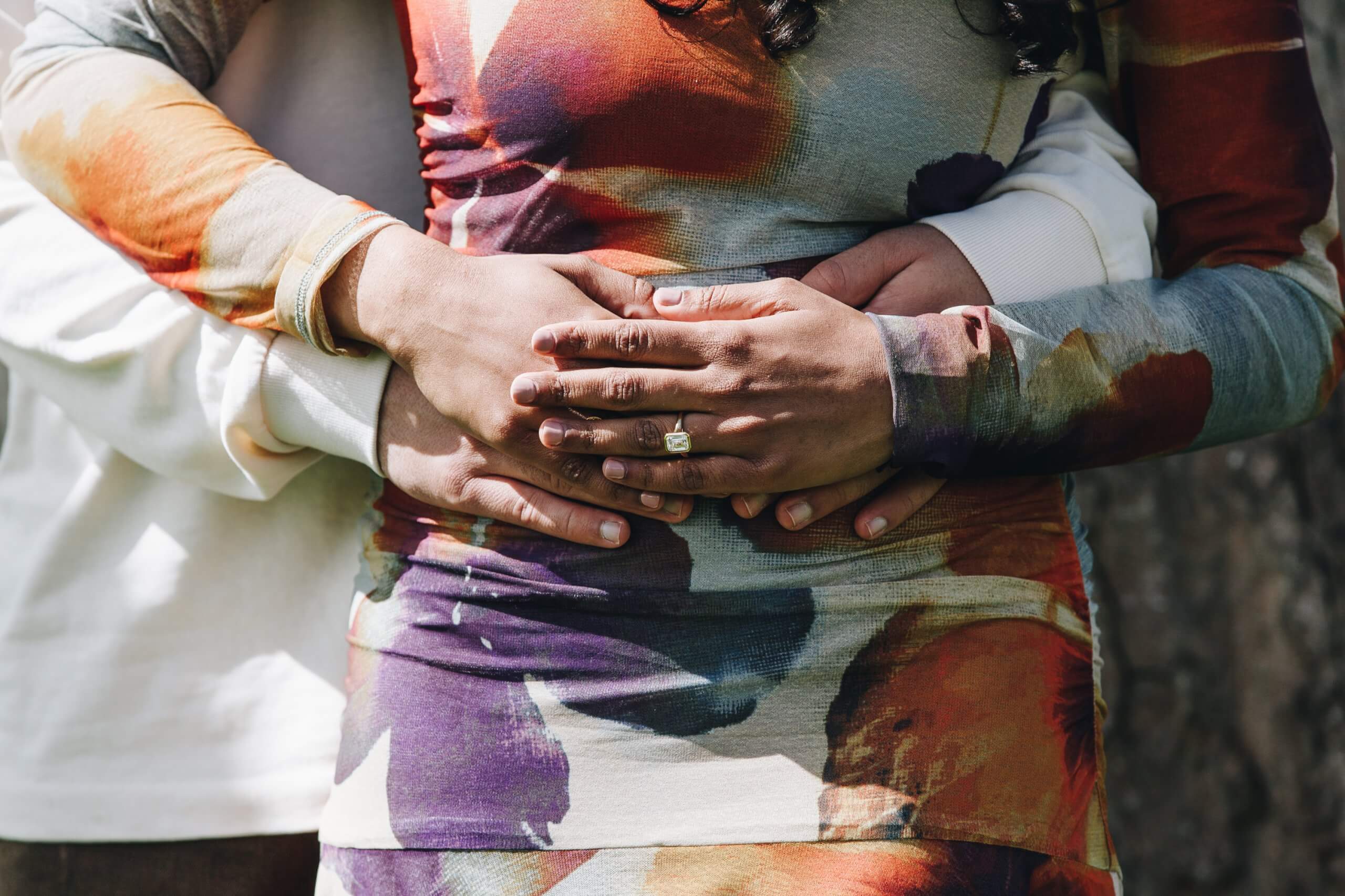 Close-up of engagement ring after proposal at Chatsworth House