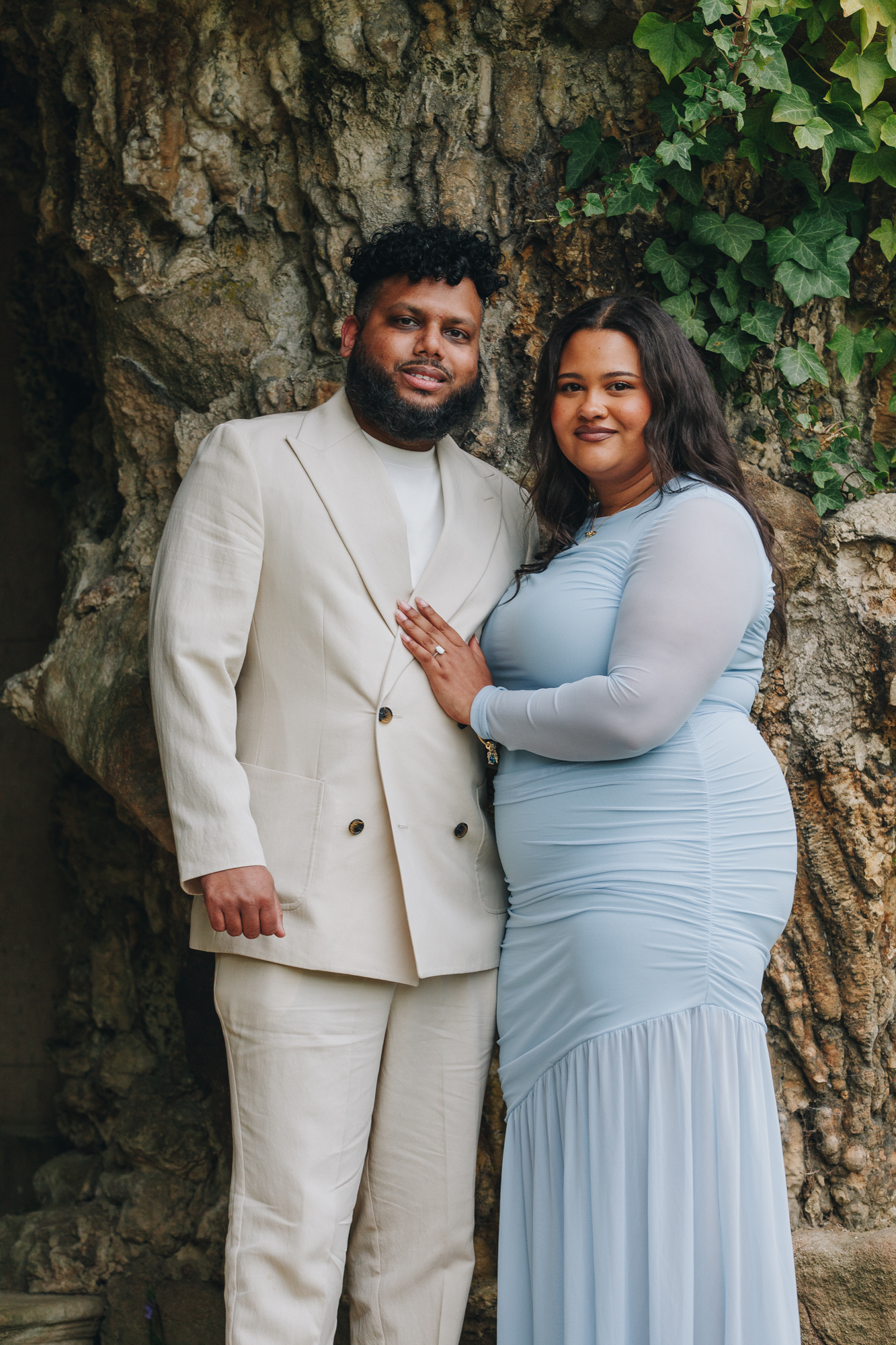 Ashleigh and Kuran celebrating their engagement at Chatsworth