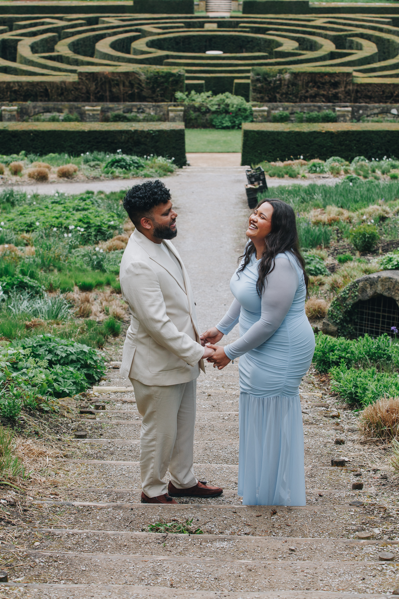 Elegant spring engagement session at Chatsworth House estate grounds