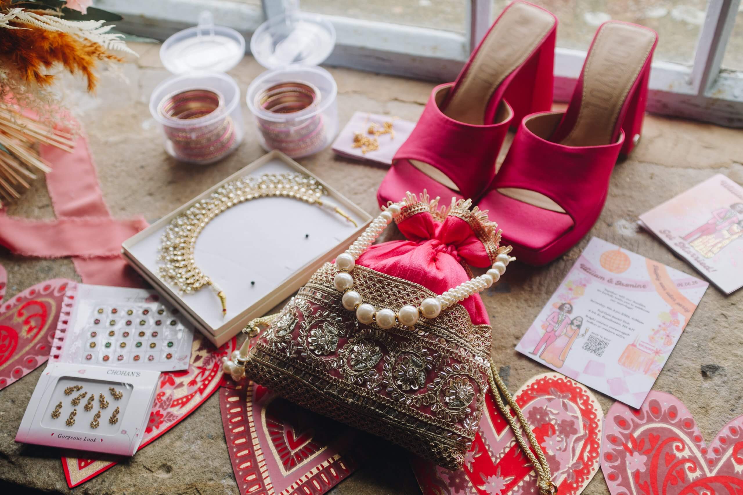 Indian wedding jewellery and bridal accessories detail photograph