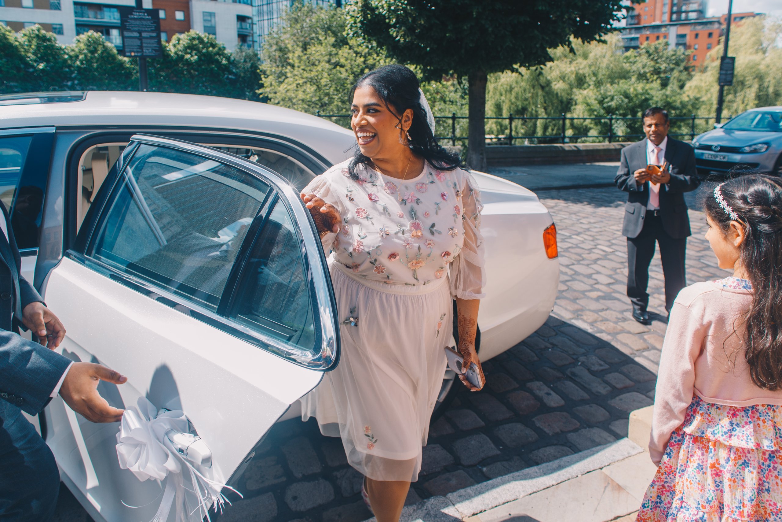 Bride arrival at The Castlefield Rooms Manchester