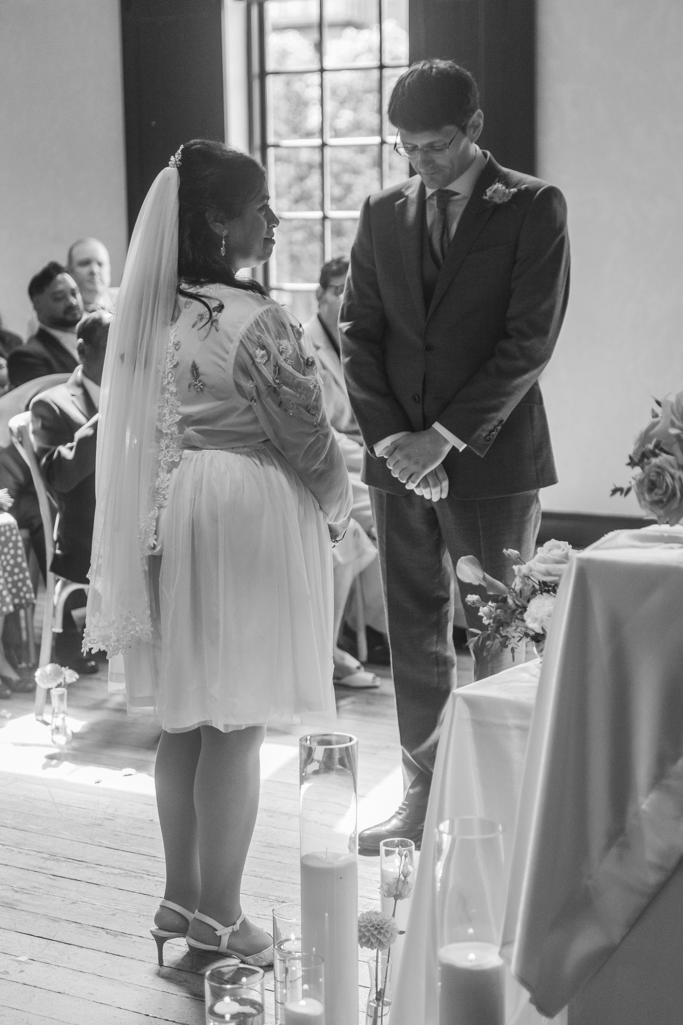 Groom's reaction during wedding ceremony at Castlefield Rooms
