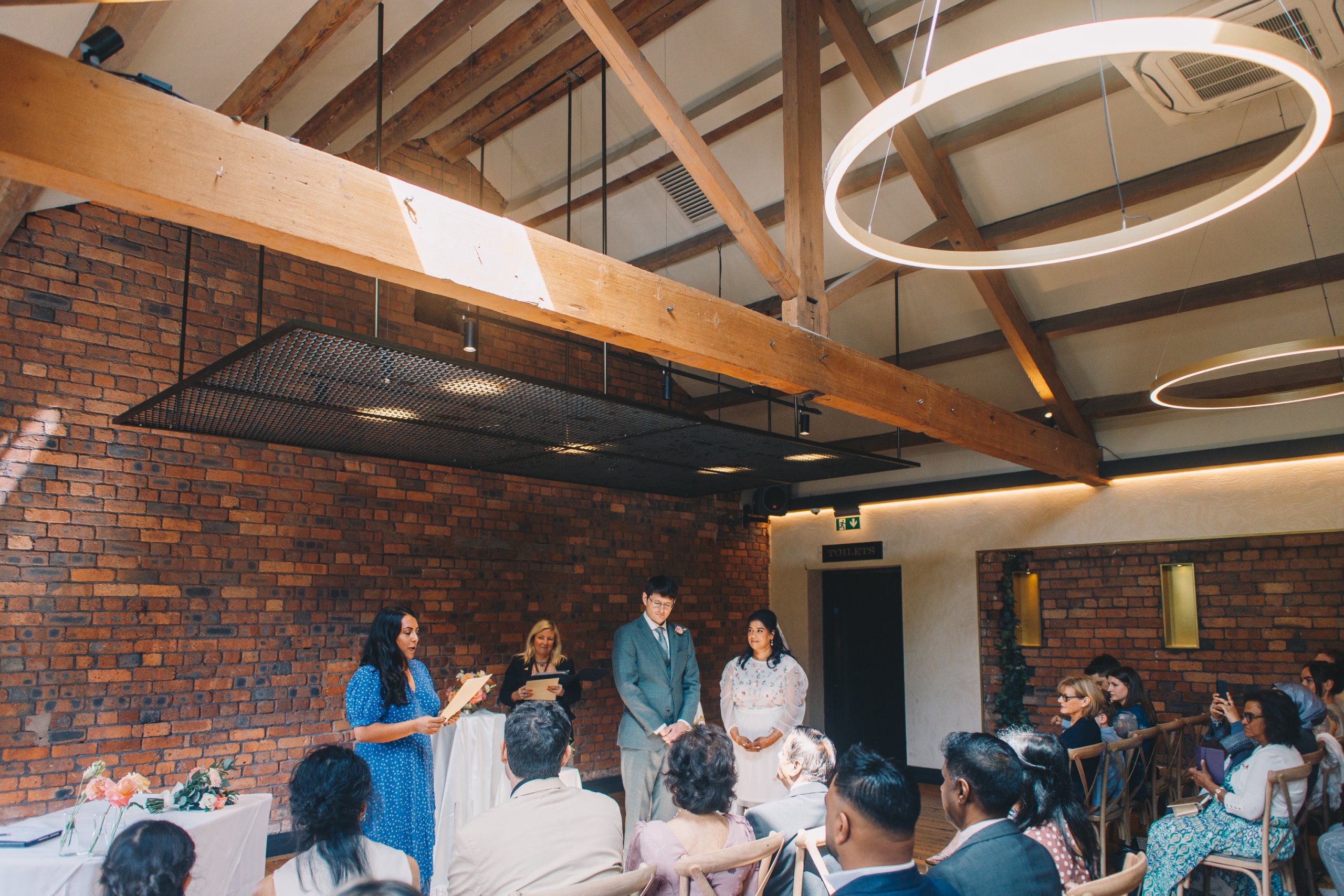 Groom's reaction during wedding ceremony at Castlefield Rooms
