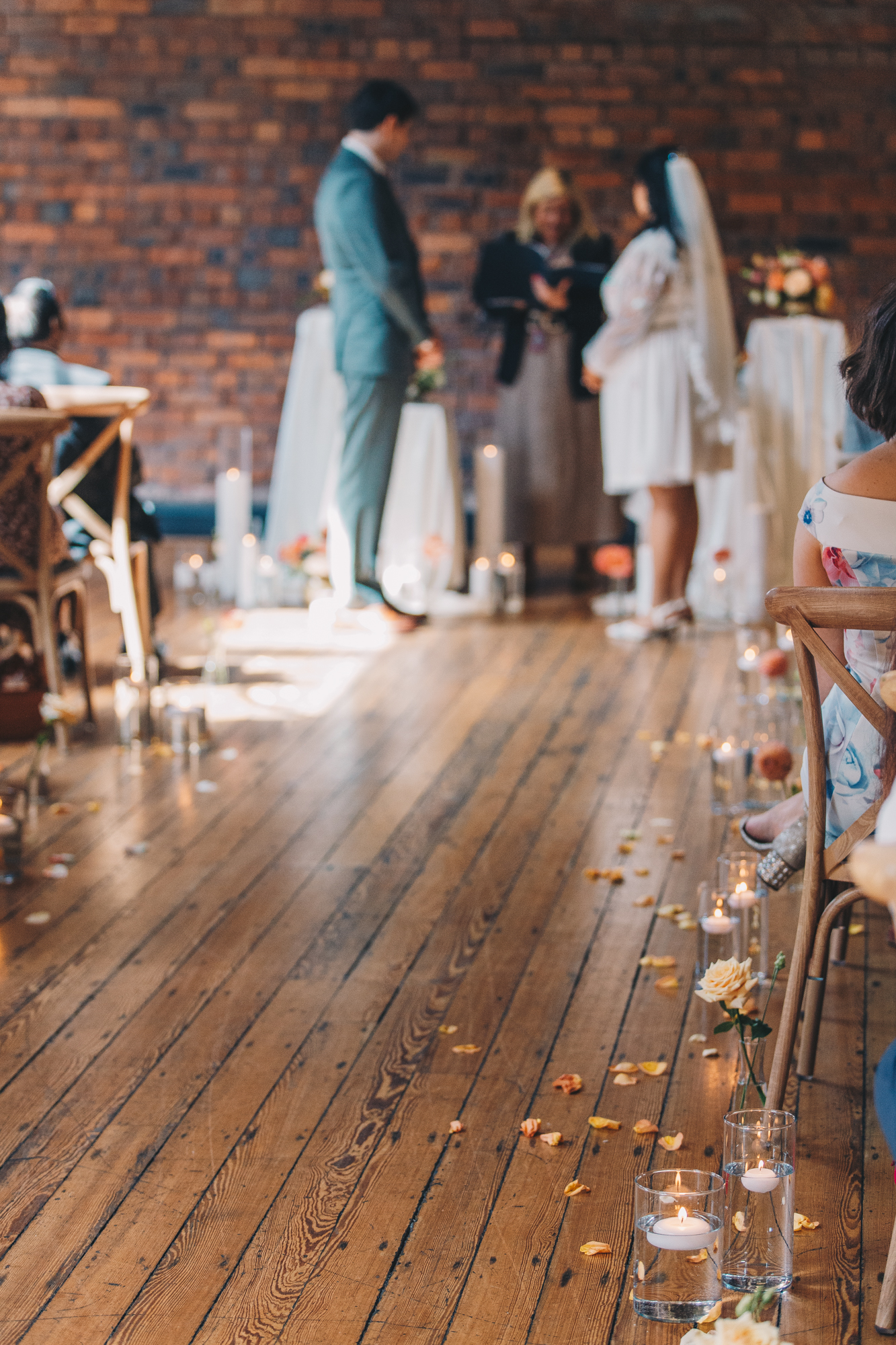 Emotional wedding ceremony in The Brindley Room at Castlefield Rooms