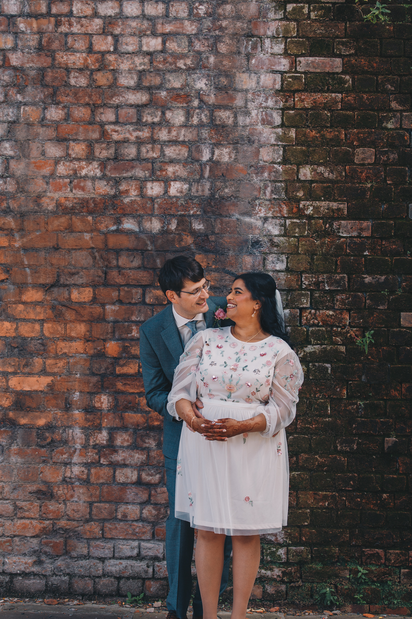 Bride and groom portrait beside Castlefield Basin at The Castlefield Rooms