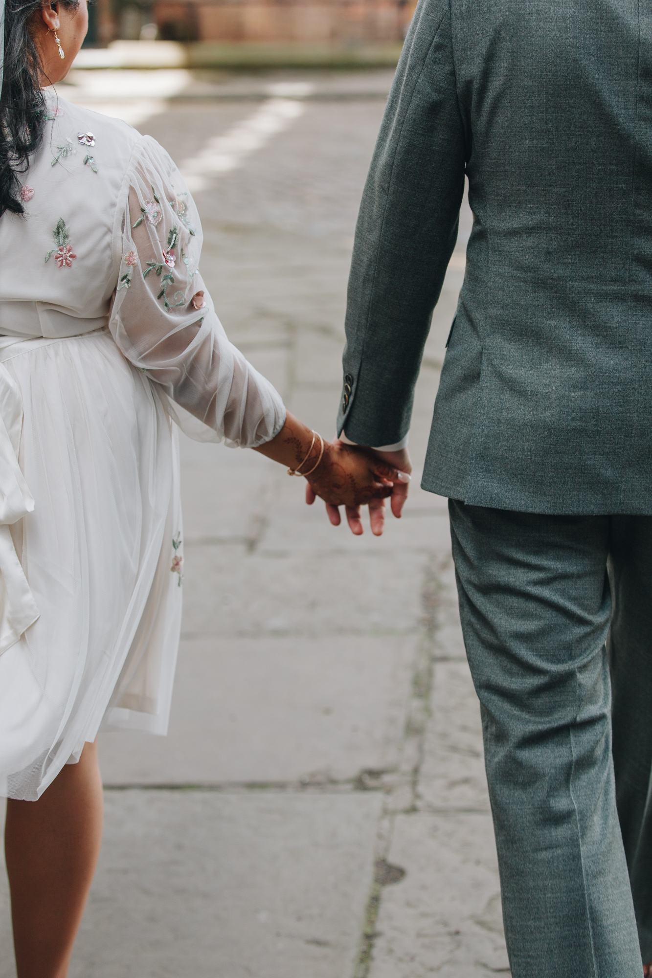 Romantic wedding portraits outside The Castlefield Rooms