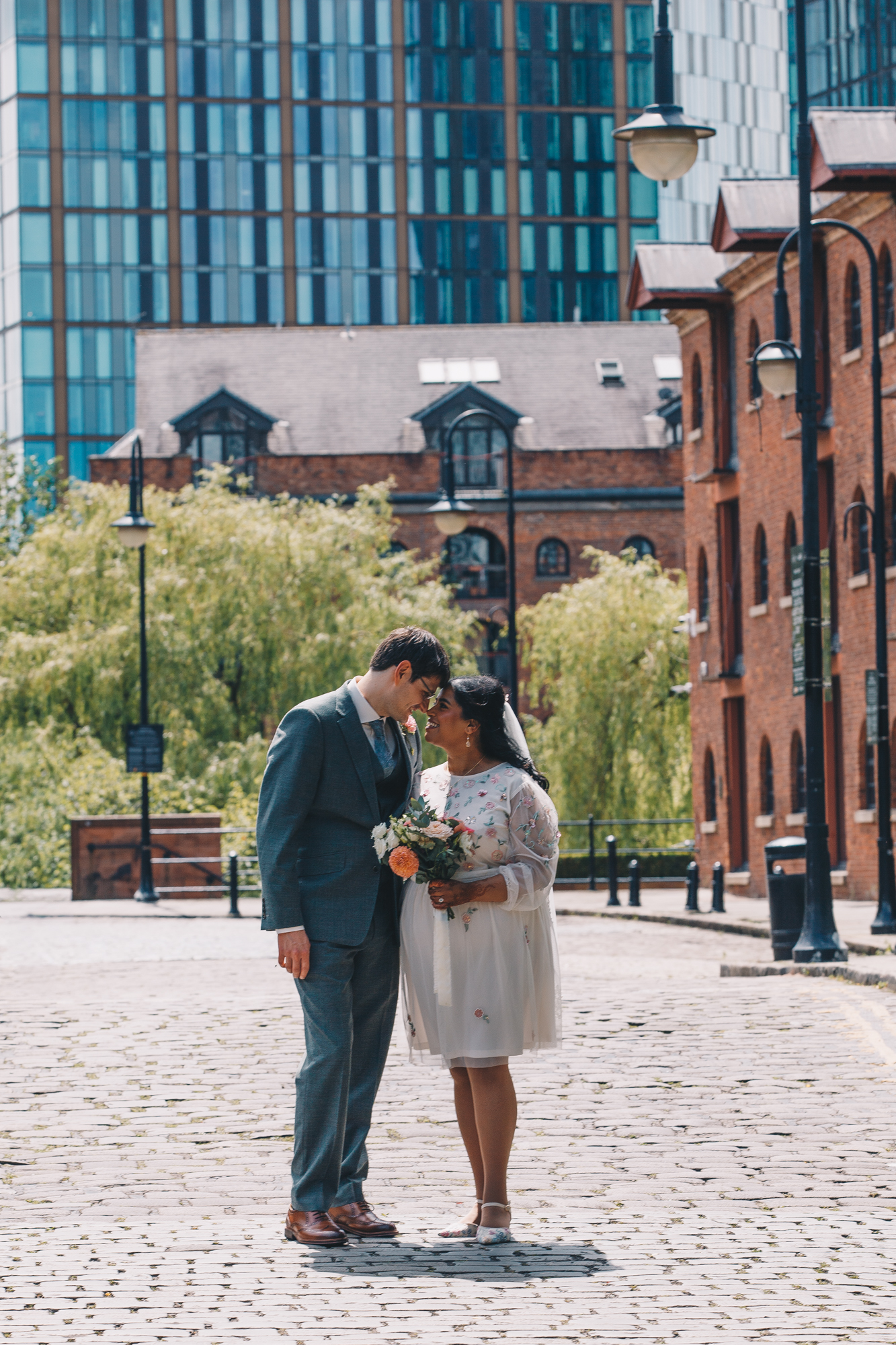 Relaxed couple portraits at The Castlefield Rooms wedding venue
