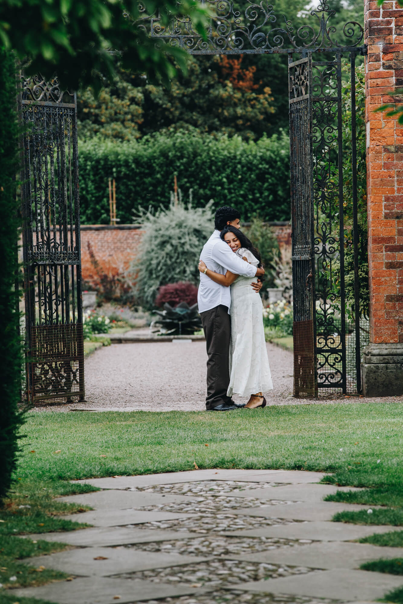 newly engaged couple at Arley Hall Gardens Cheshire