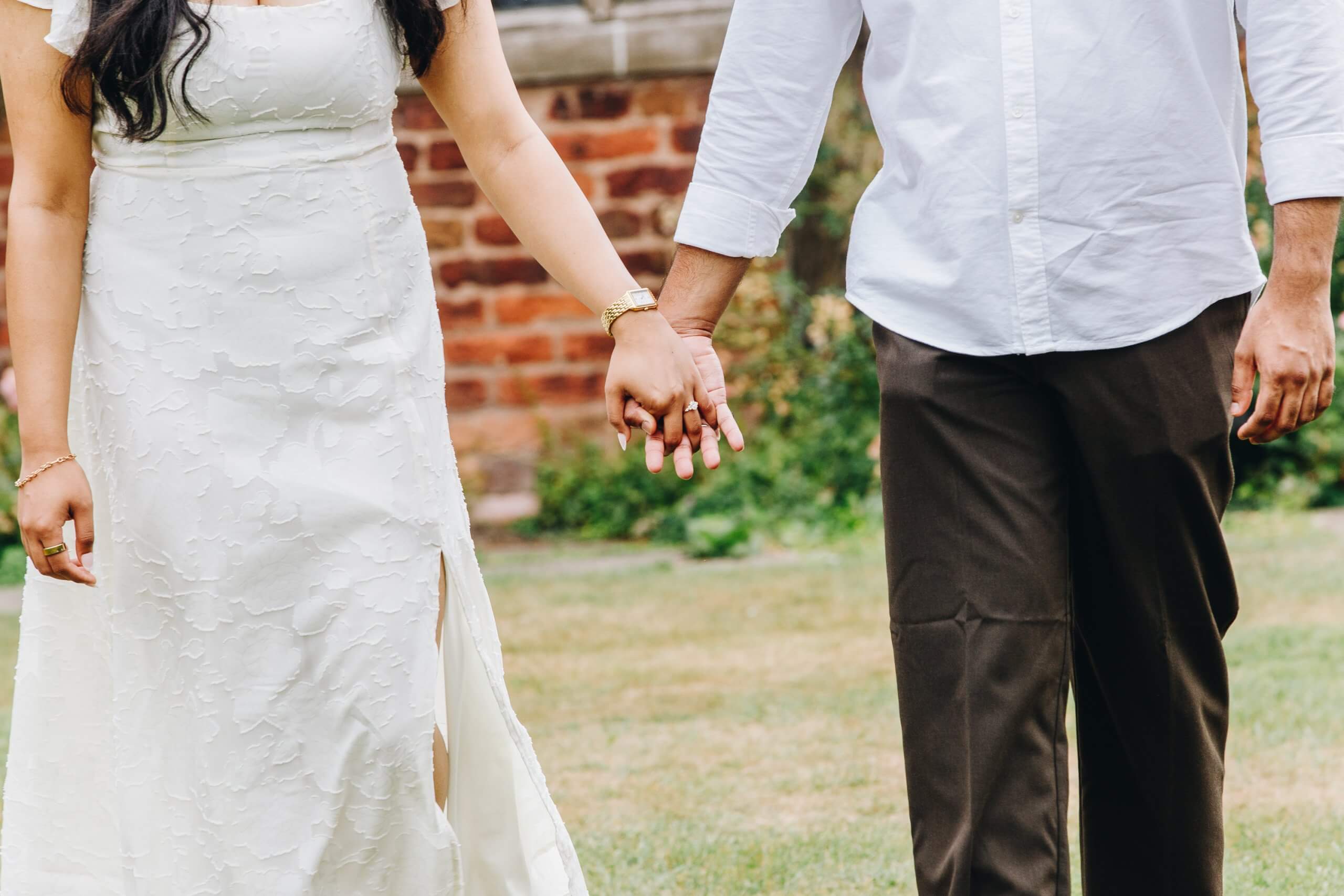 couple enjoying their engagement at Arley Hall Gardens
