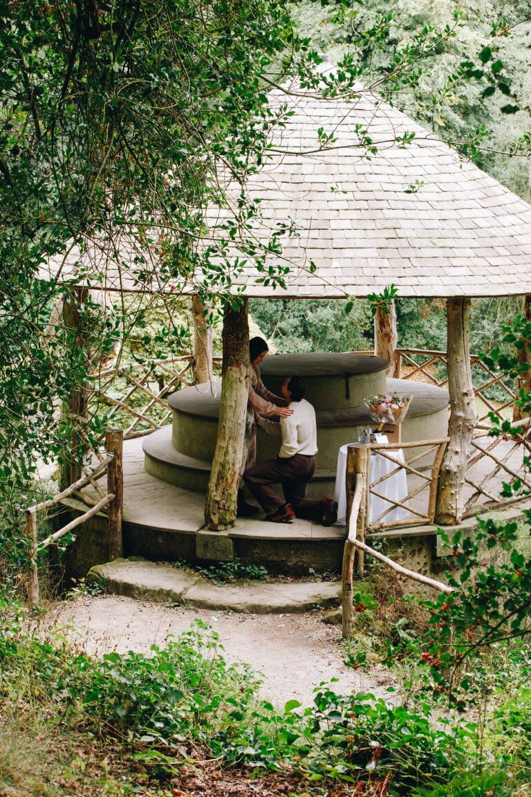 Daniella and Lucas' surprise proposal in the Grotto at Chatsworth House
