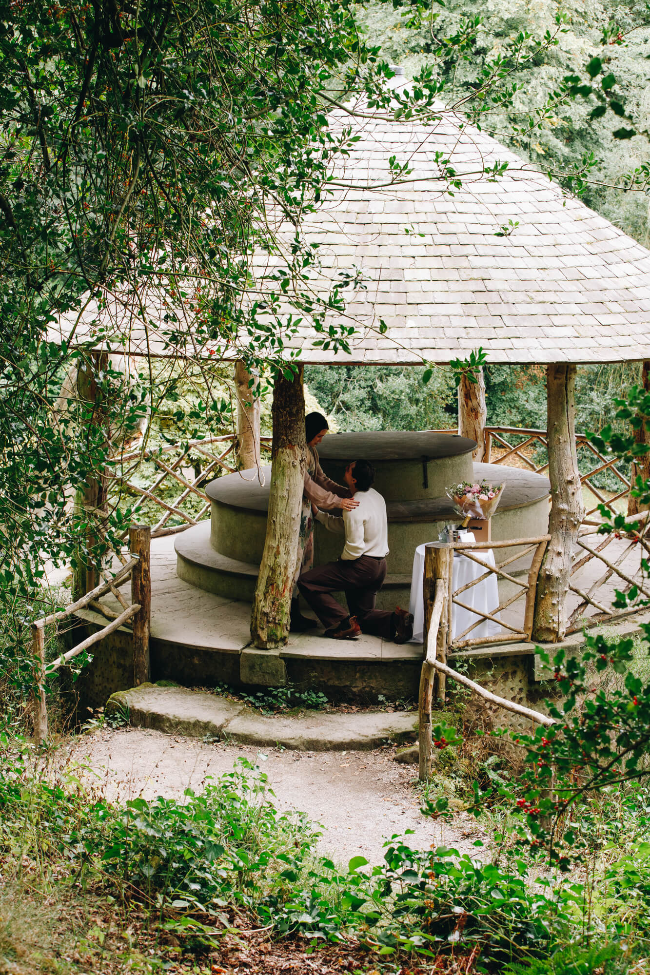 Daniella and Lucas' surprise proposal in the Grotto at Chatsworth House