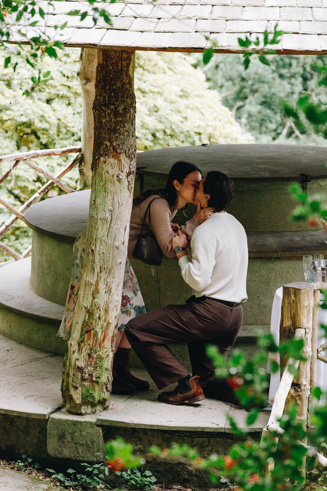Daniella reacting to Lucas' surprise proposal at Chatsworth House
