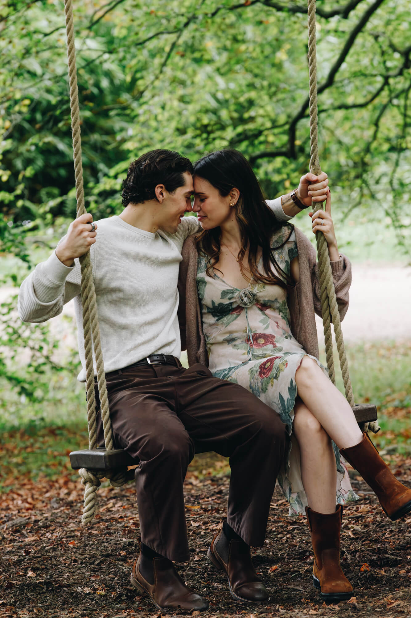 Daniella and Lucas enjoying their engagement session at Chatsworth House