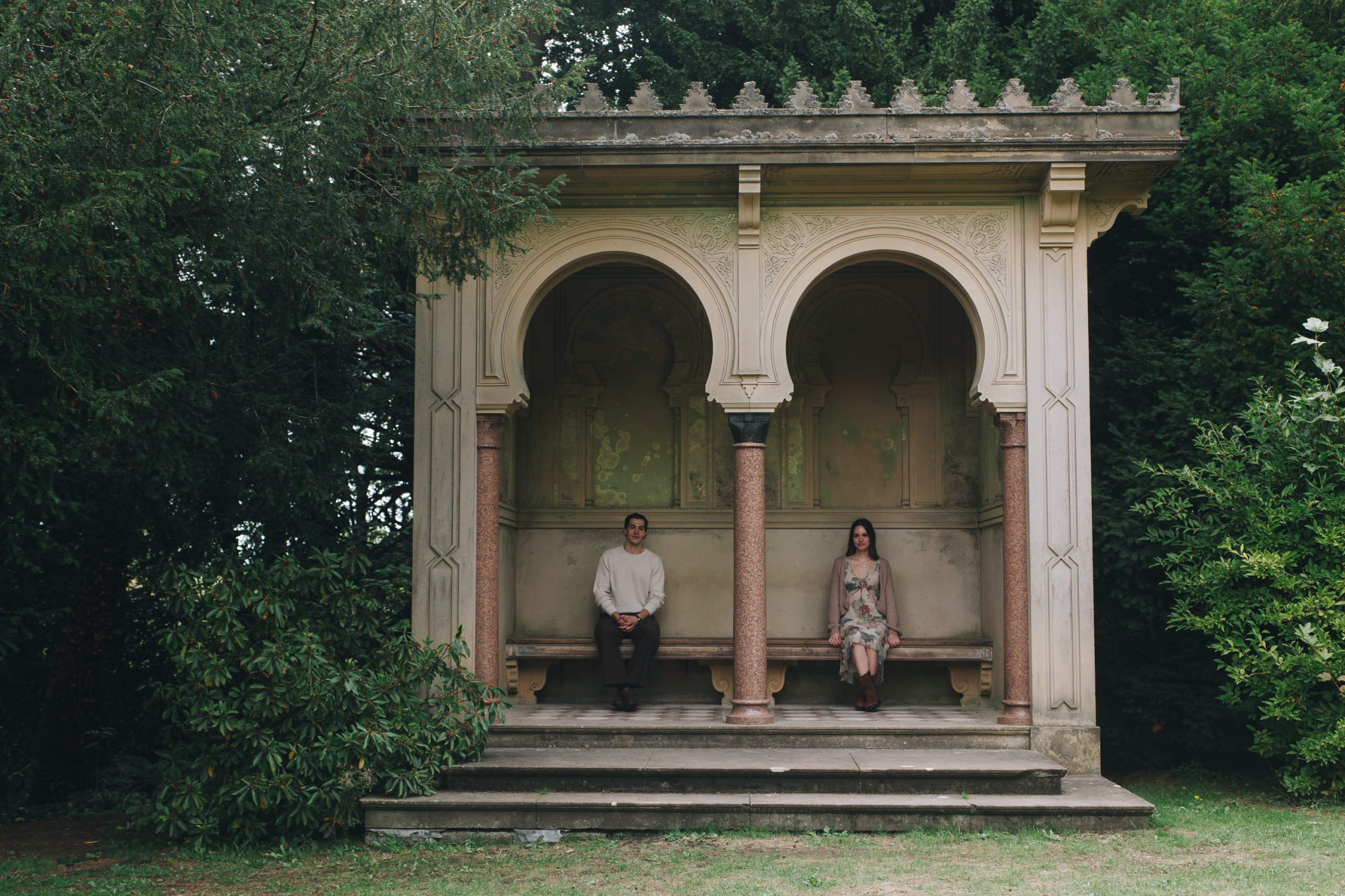 Natural engagement portrait of Daniella and Lucas at Chatsworth House